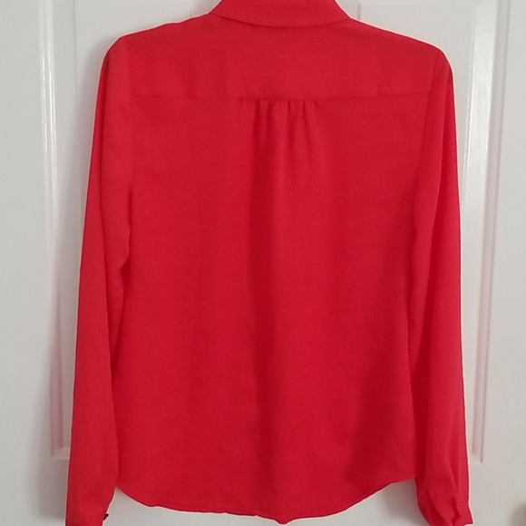 Bright Red/Orangey Ann Taylor Buttoned-Down Blouse - Women Sz 4 - Picture 3 of 10